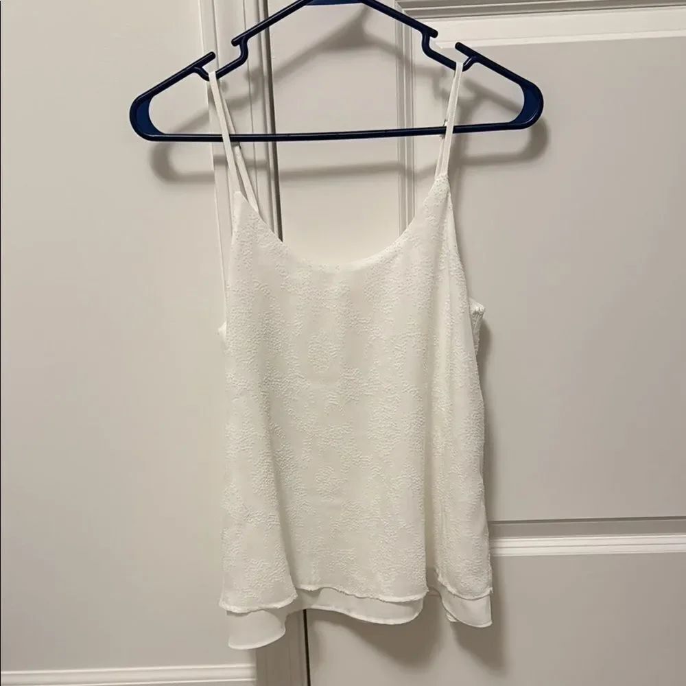 White Camisole Top with Thin Straps and Scoop Neck